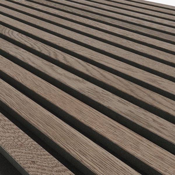 Panel palilleria alistonado Akupanel acústico,decorativo de 60x60cm,fieltro y listones MDF chapado madera natural Roble Rústico Gris - 3