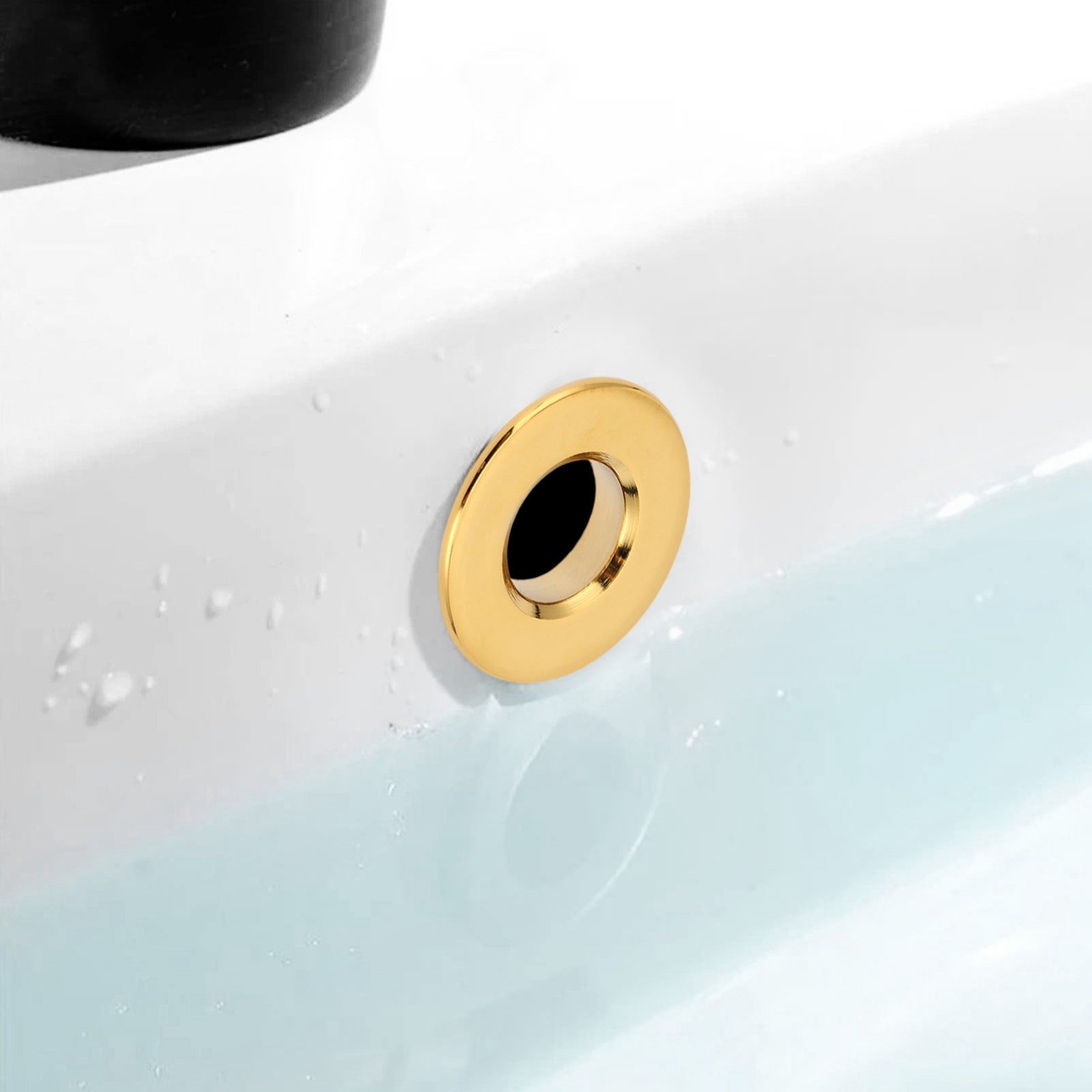 Cache trop-plein lavabo doré en laiton Ø3 cm Cache trou évier salle de bain cuisine décoratif anti-corrosion - 7