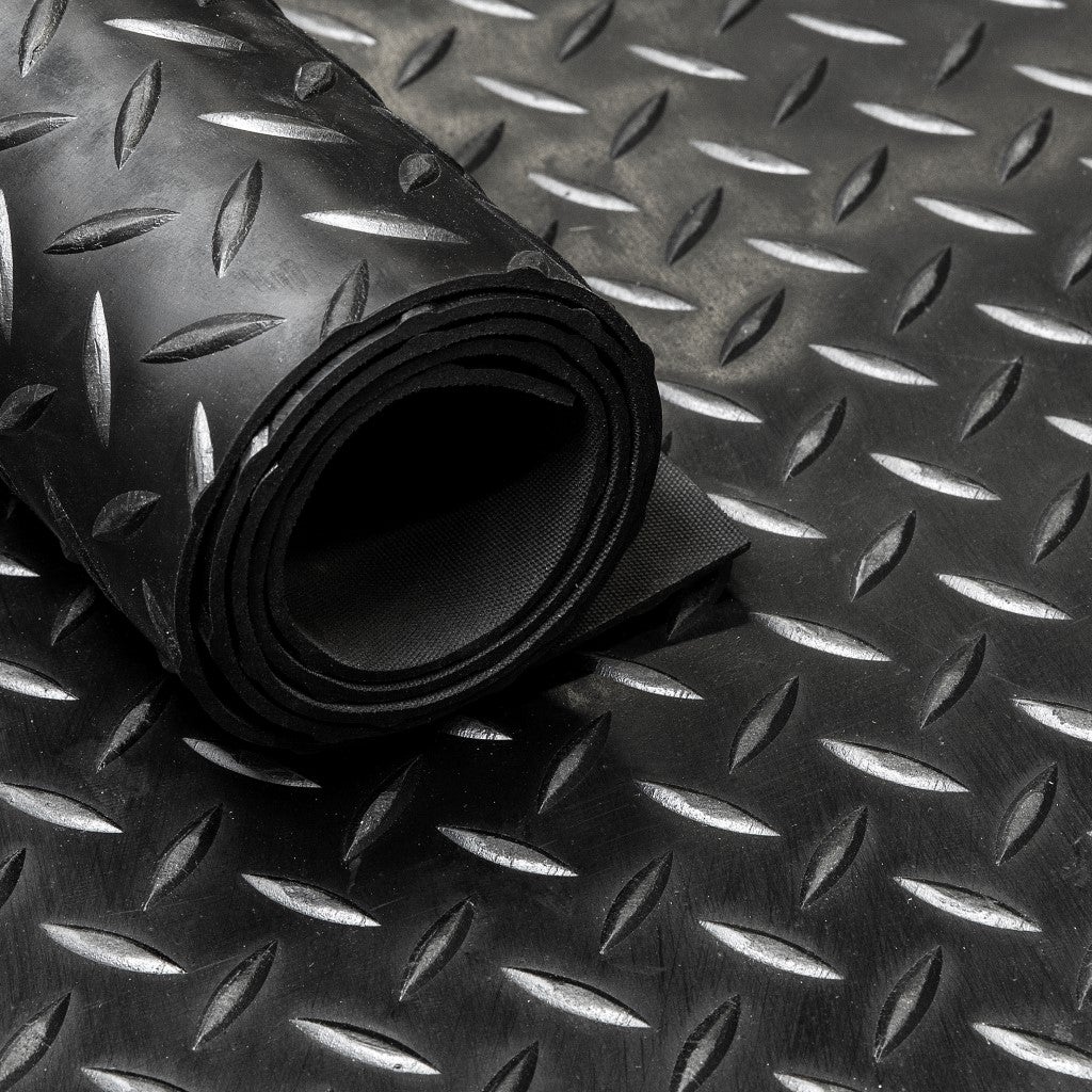 Corredor de goma / alfombra de goma en rollo diamante 3mm - ancho 160 cm - por metro lineal