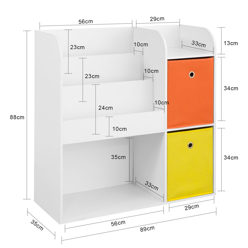 Bibliothèque pour Chambre enfant en MDF Blanc H. 88 x l. 89 x P. 35 cm - 3