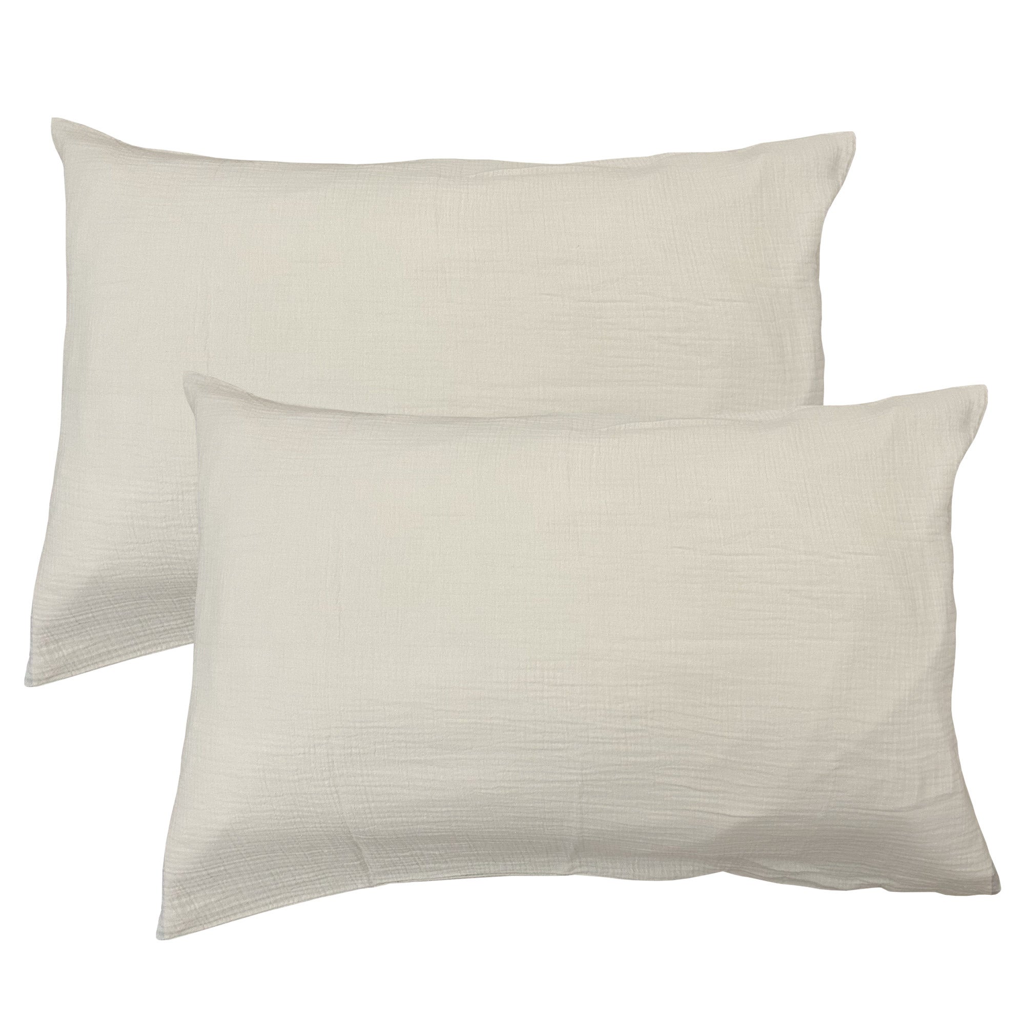 Set de 2 taies d'oreiller unies en coton, GAZE DE COTON - 2
