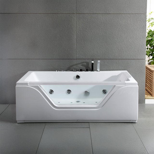 Baignoire Balnéo Rectangulaire Avec Hublot Tahiti White Jets 170 X78 X60 Cm, By Spalina