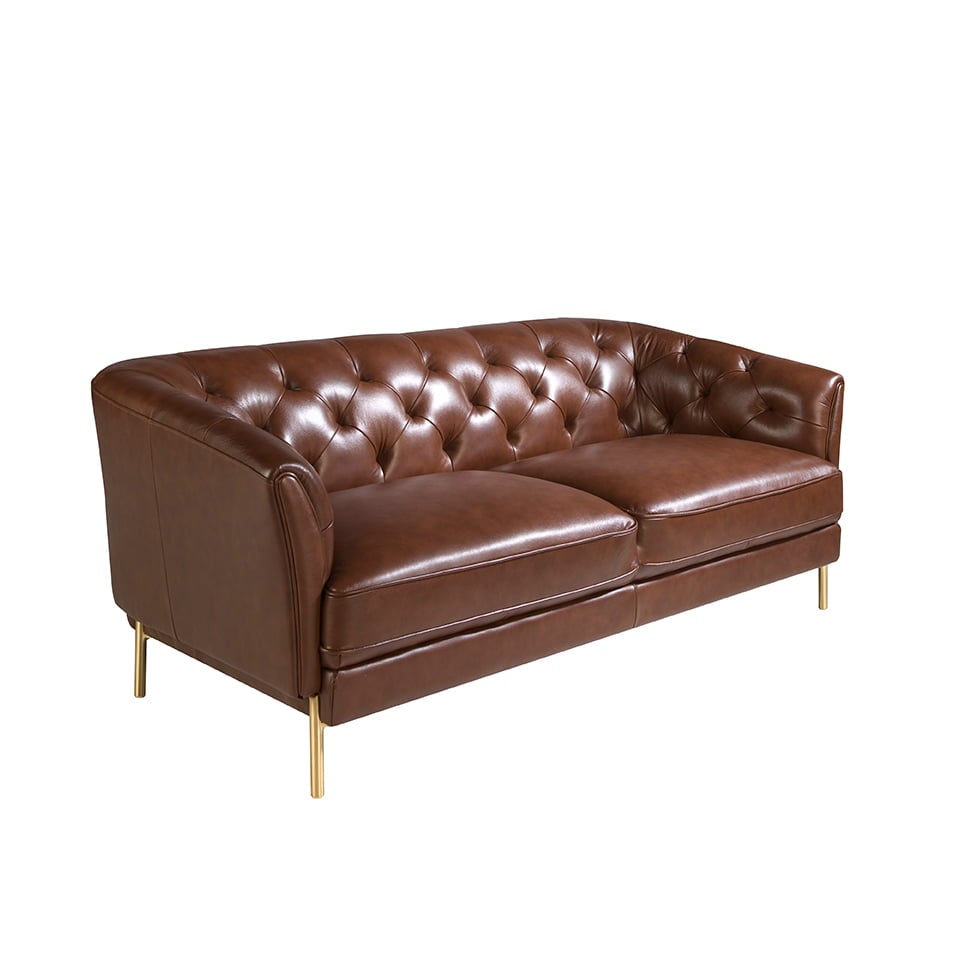Skórzana sofa 2-osobowa Chester w kolorze koniakowego brązu 188 x 94 x 75 cm