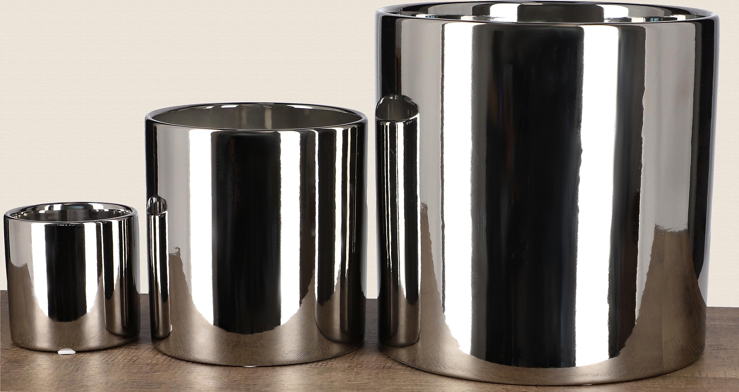 2x doniczka donica srebrna ceramiczna połysk fi 80 - KOTARBAU - 5