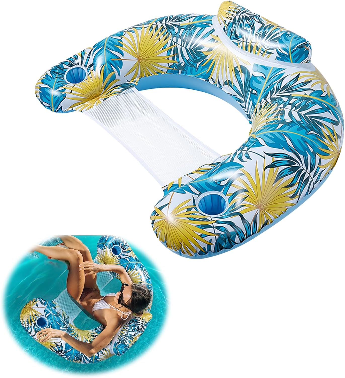 Dmuchany materac do basenu, 4 w 1 dmuchany materac do basenu, nadmuchiwany hamak, przenośny hamak wodny na plażę, imprezę, wakacje