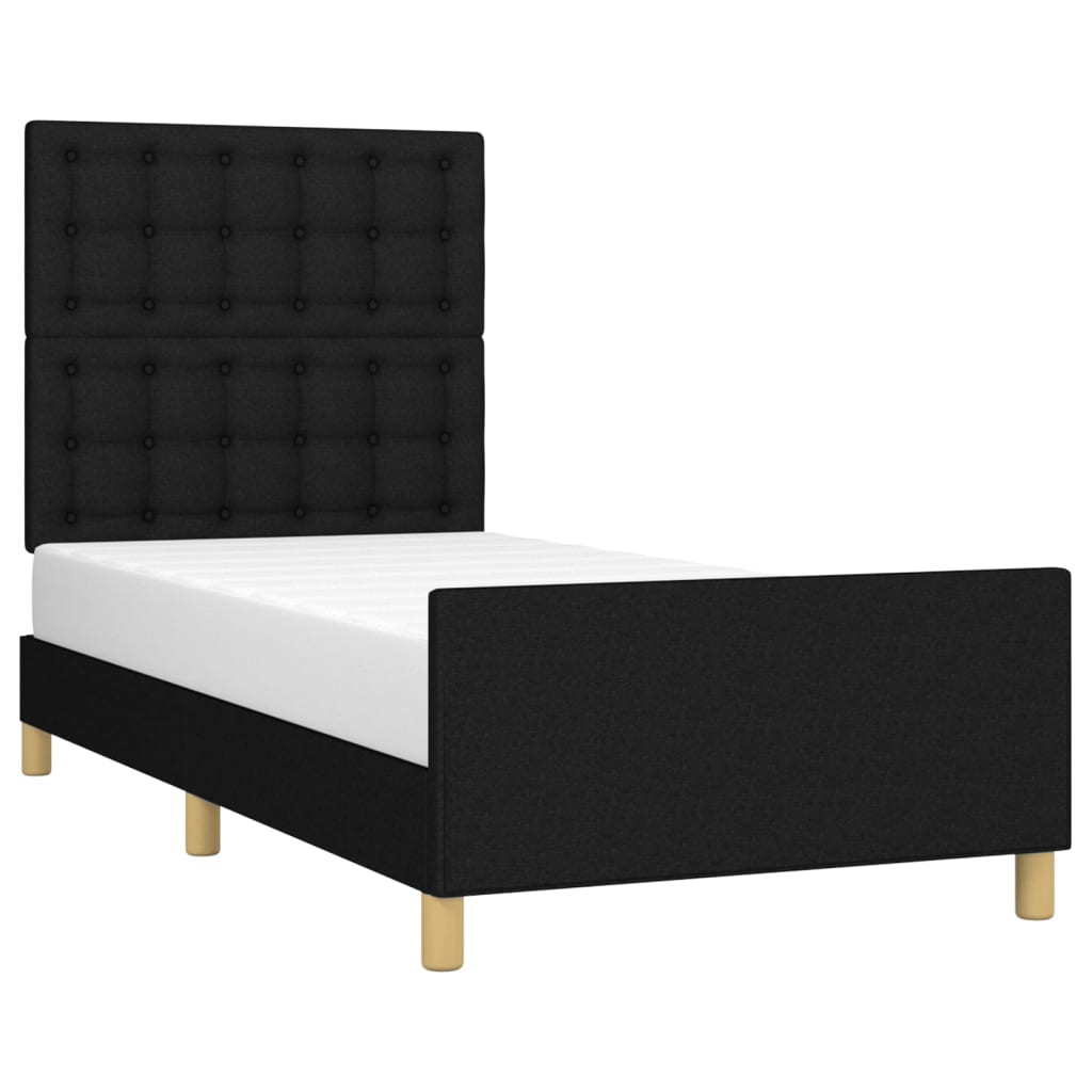 Cadre de lit sans matelas noir, tissu, pour la chambre, 100 × 200 cm - 3
