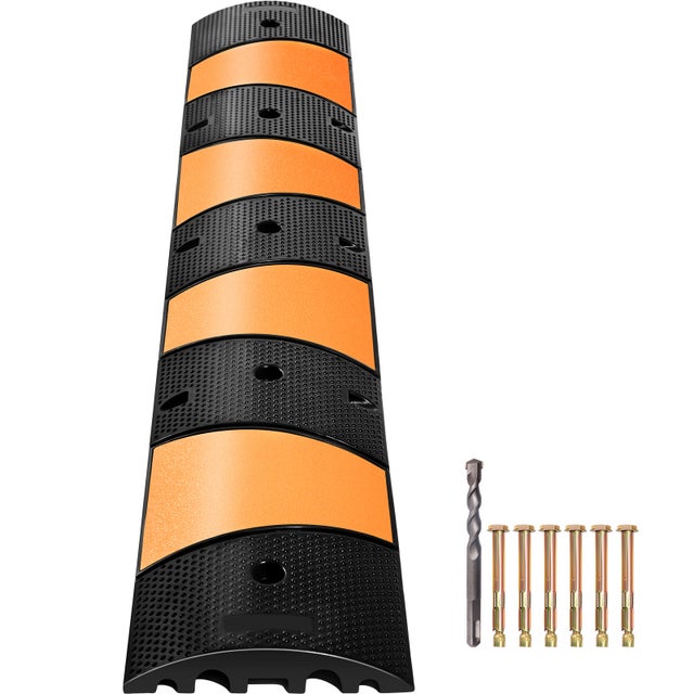 Ralentisseur modulaire caoutchouc SucceBuy 184x31x5,6 cm,charge 9900 kg,idéal pour allées asphalte,béton,gravier,lot 2 canaux