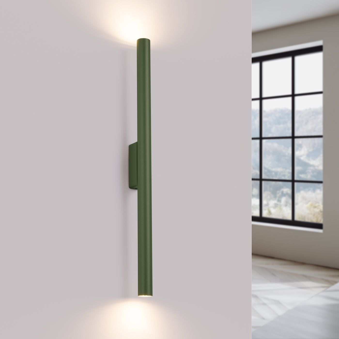 Kinkiet BRILL 2 zielony oliwkowy LED 3000K - 2.5x5x50cm Sollux