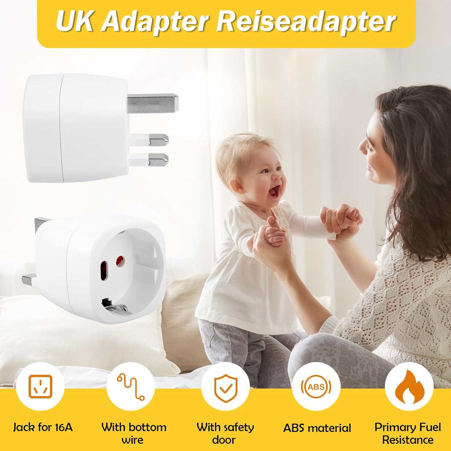 2x prises de voyage type G - Prise universelle type G - Prise de voyage tout-en-un - Prise de vacances - Adaptateur de voyage - Blanc - 3