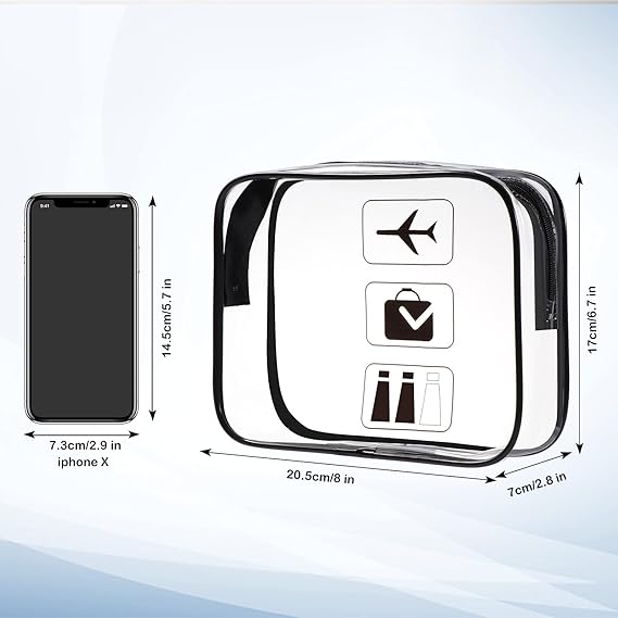 Lot De 2 Trousses De Toilette De Voyage Transparentes - Approuvées TSA - Noir