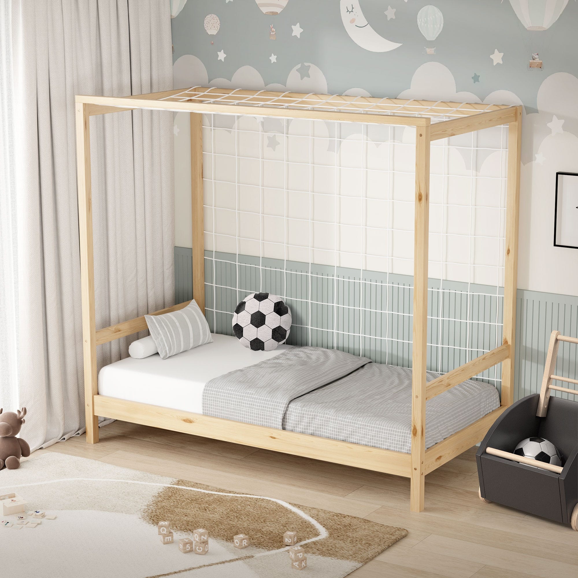 ML-Design Letto bambini 80x160 cm con materasso a forma di porta
