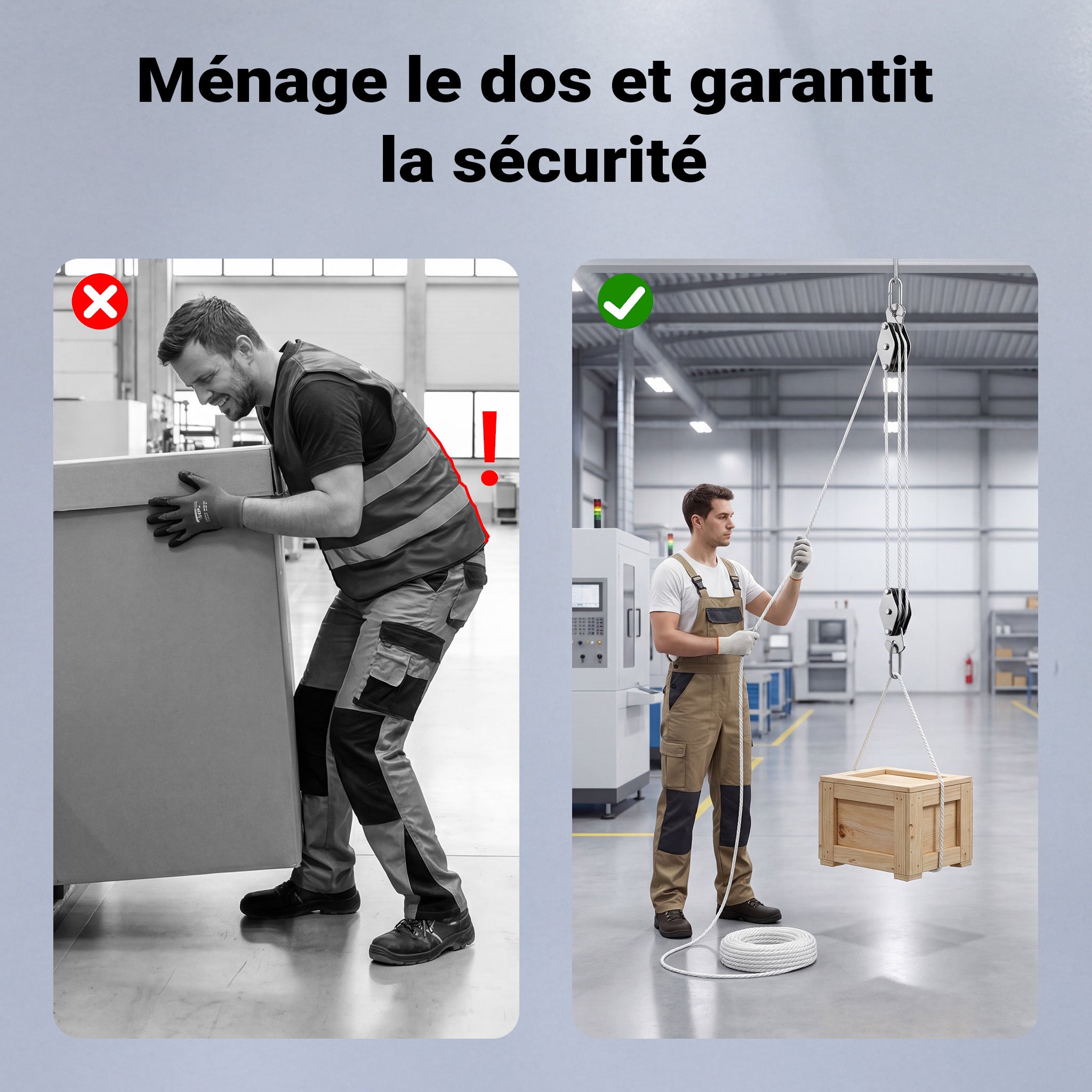 Palan manuel - Charge max. 180 kg - avec Câble Bowden universel de 20 m - Hauteur de levage max. 3 m - Treuil avec Poulie de XPOtool - 6