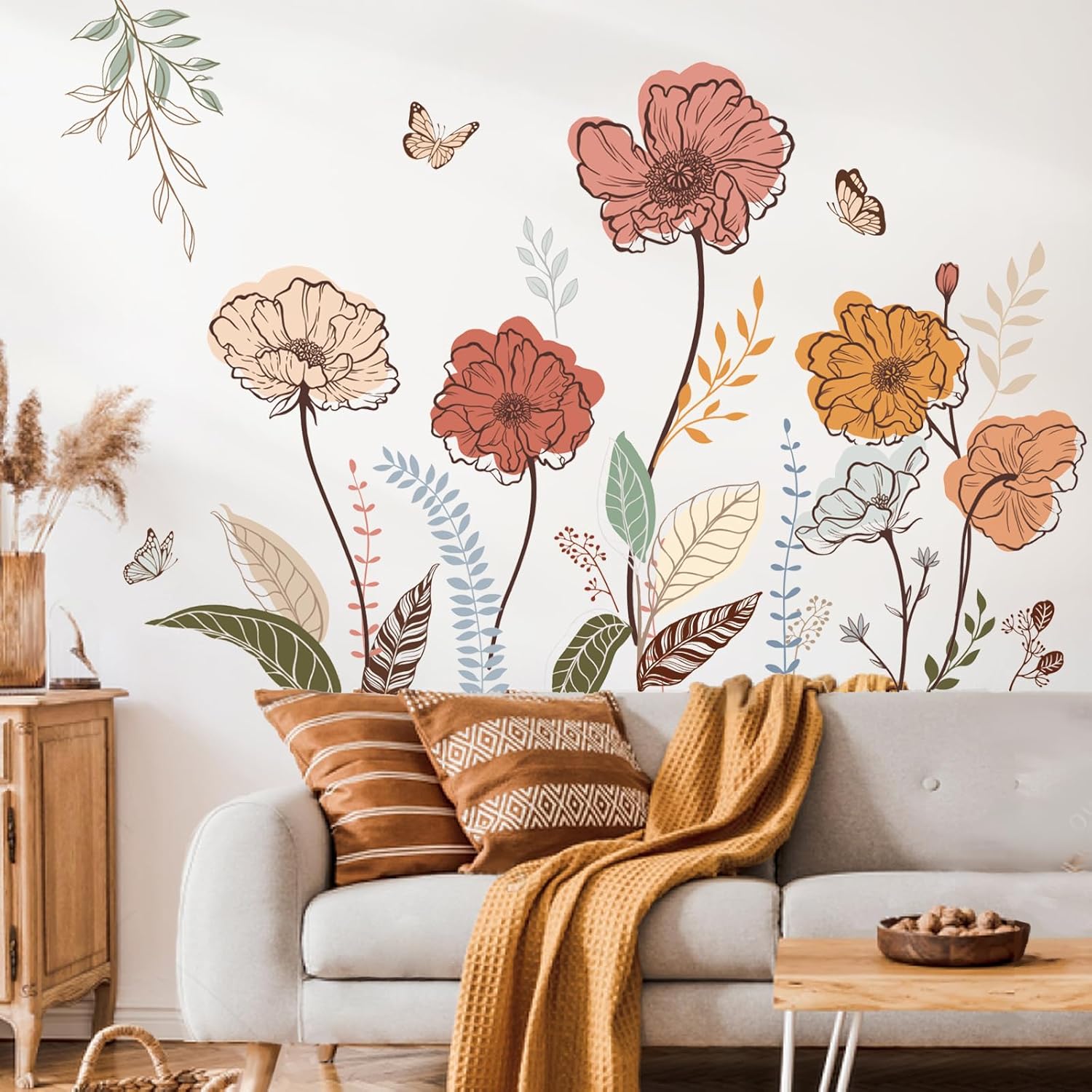 Adesivo Murale 3D Fiore Di Pianta D'Argento - Decorazione Parete Autoadesiva In Vinile Impermeabile Per Casa, Camera Da Letto, Cucina