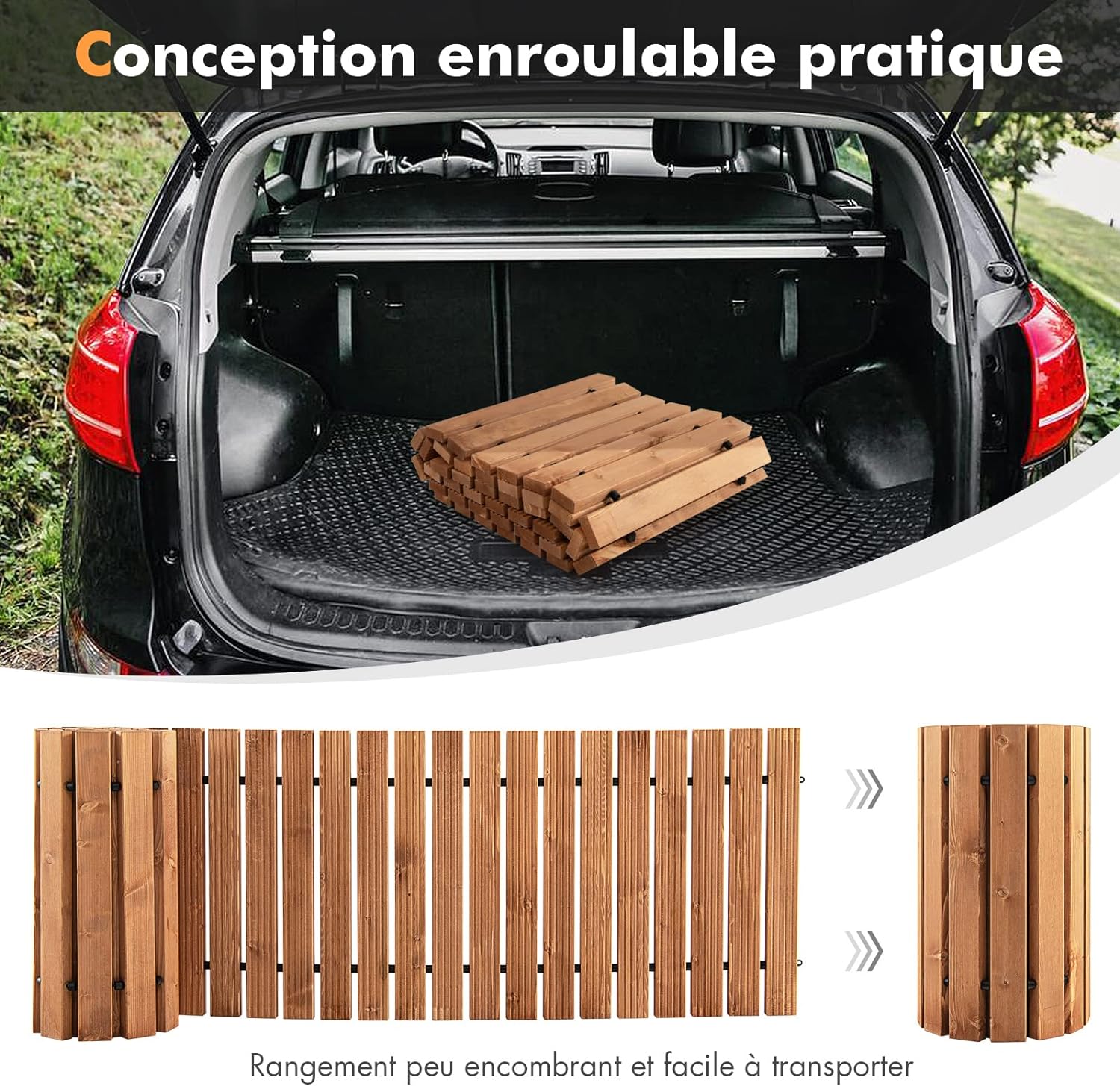 Passerella Arrotolabile per Giardino, Sentiero da Giardino con Filo di Ferro e Consistenza Antiscivolo Resistente alle Intemperie, Percorso in - 3