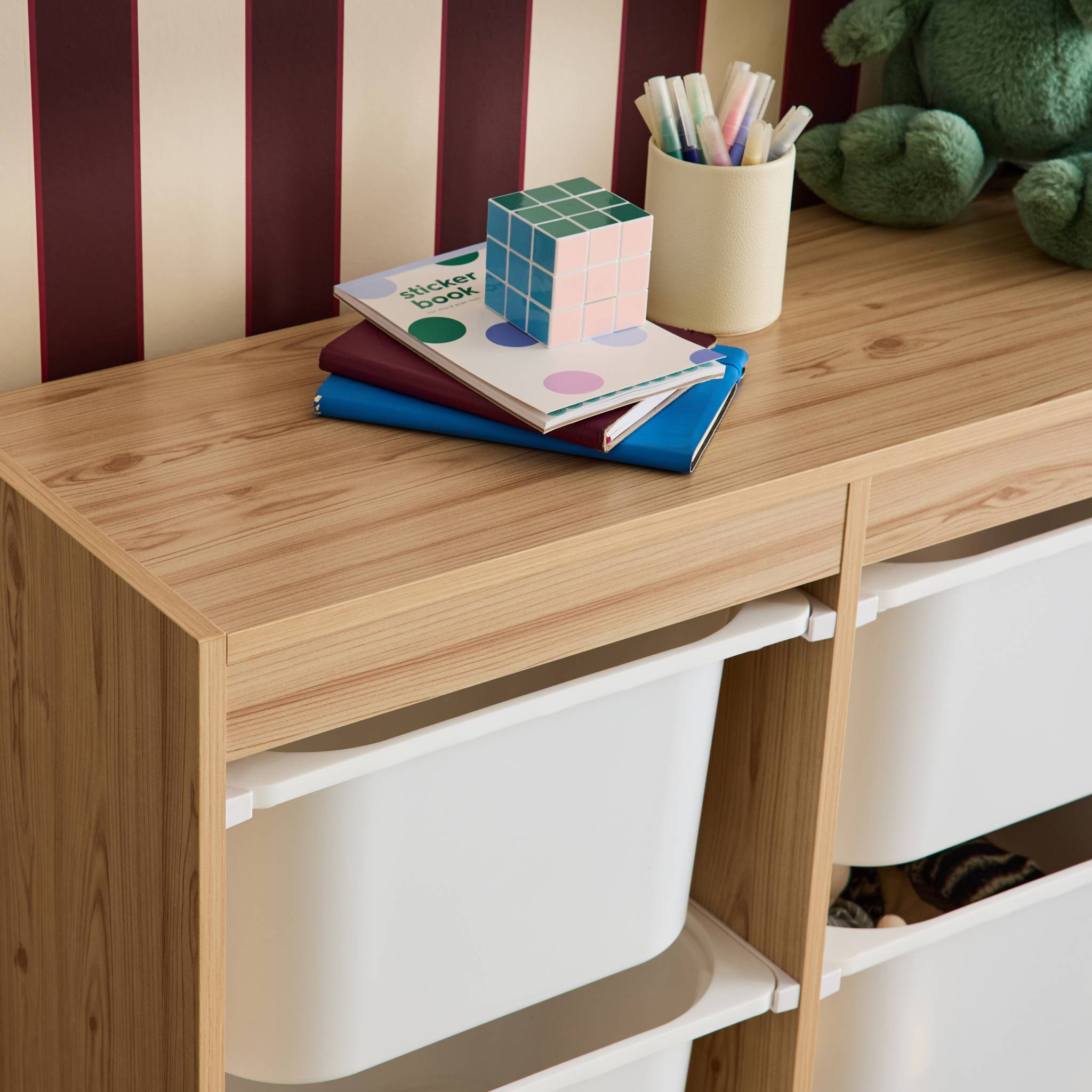Contenitore per bambini con 6 contenitori, Marrone naturale - 5