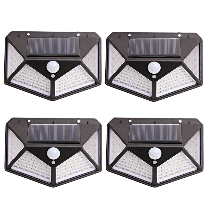Solarne światła zewnętrzne czujnik ruchu 4 sztuki 100LED wodoodporny bezprzewodowy reflektor LED Solarne oświetlenie zewnętrzne do dekoracji ogrodu