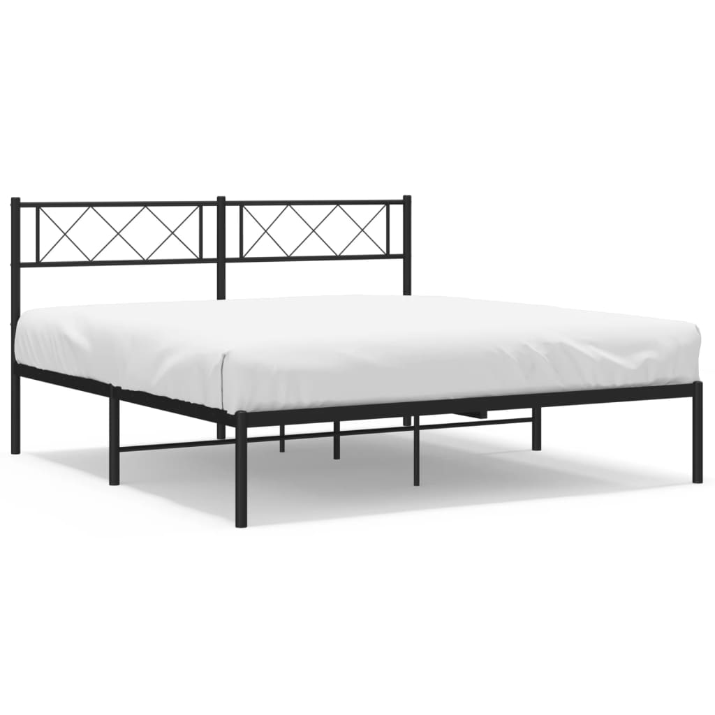 Łóżko Metalowe Czarne Rama Łóżka Ze Stelażem Do Sypialni Pokoju 120x190 cm