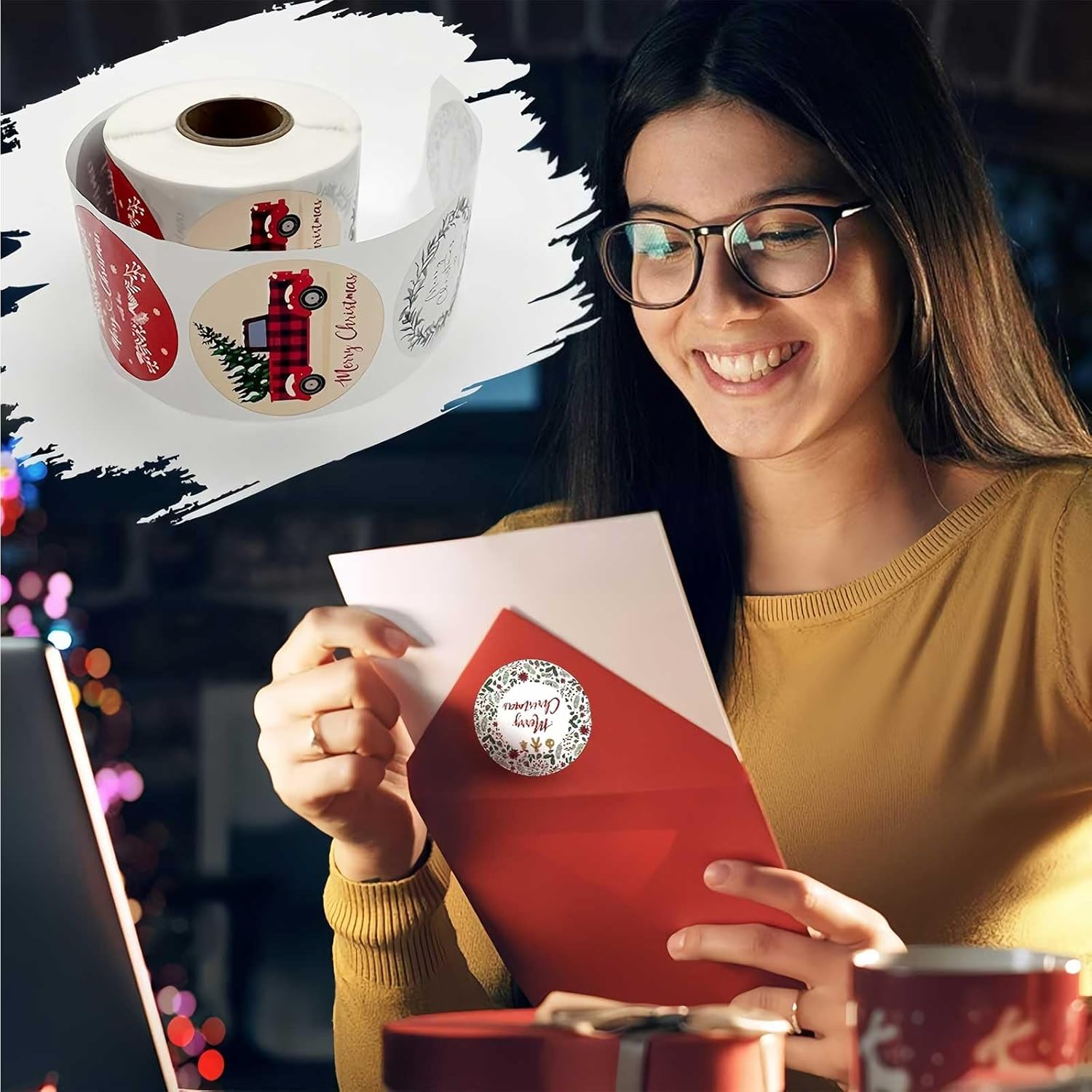 Autocollants Cadeau de Noël, 500PCS Étiquettes Autocollantes de Noël 2.5cm - 3