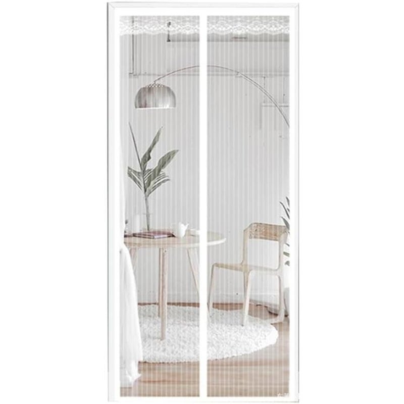 Drzwi ekranowe magnetyczne, koronka w paski, 100 x 210 cm (białe)