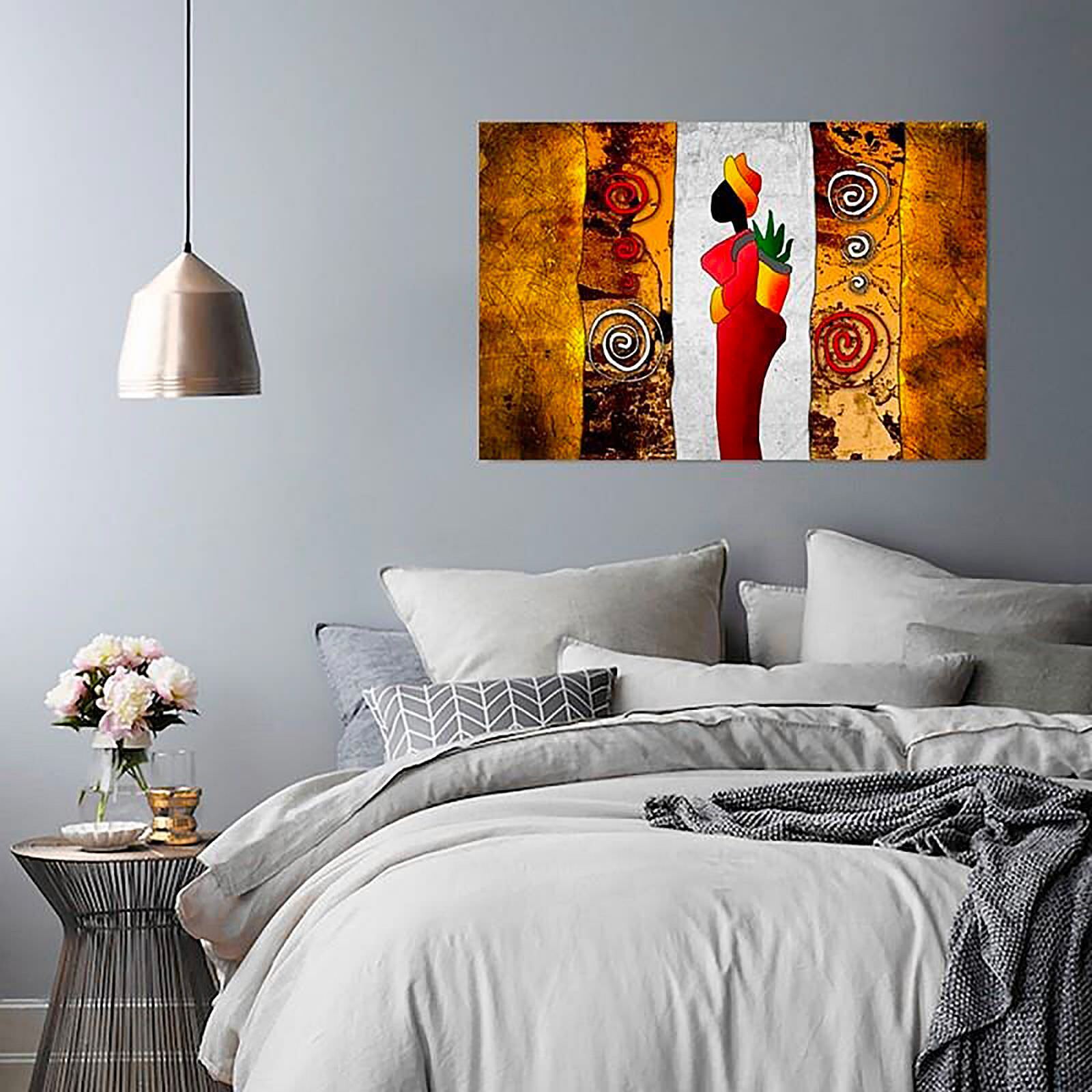 Tableau bois colore dame - 70 x 50 cm - 2