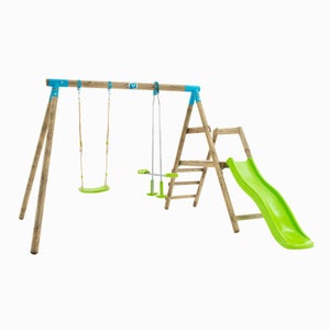 Station PALMIER balançoire - vis-à-vis - toboggan - kit d'ancrage - bois FSC® h209 cm