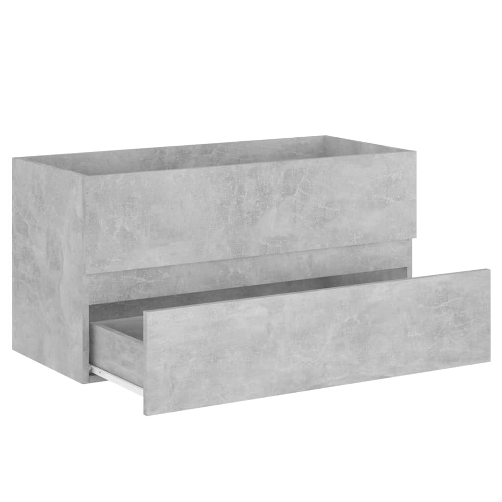 Maison Exclusive - Mobile Lavabo Grigio Cemento 90x38,5x45 cm in Legno Multistrato - 4