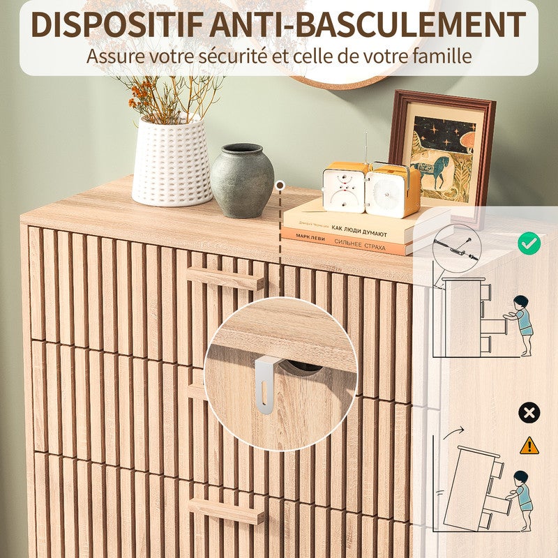 Armoire 4 tiroirs, Commode pour chambre à coucher, Armoire de rangement, Conception anti-basculement, Adaptée à la chambre - 8