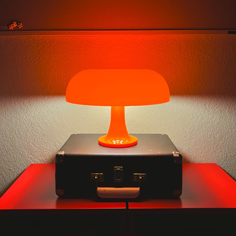 Fil USB contrôlé tricolore, lampe de table champignon LED, chambre chevet salon éclairage décoratif lampe de table simple moderne, orange - 7