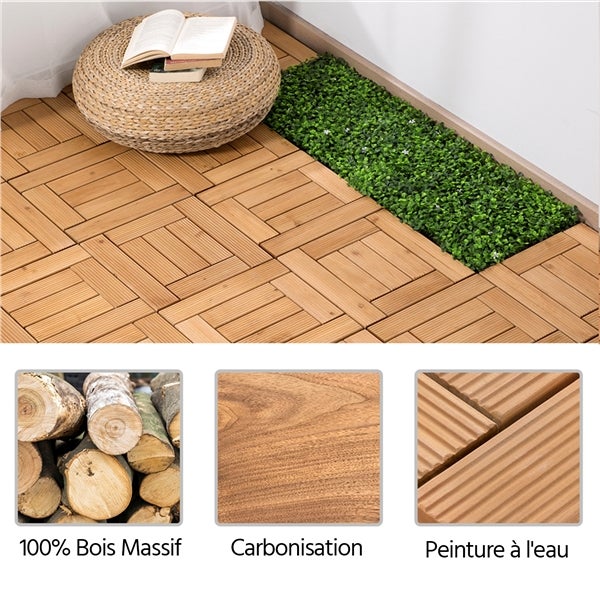 Lot de 27 Caillebotis Bois Exterieur Bois Naturel 7 Lattes Yaheetech - 5