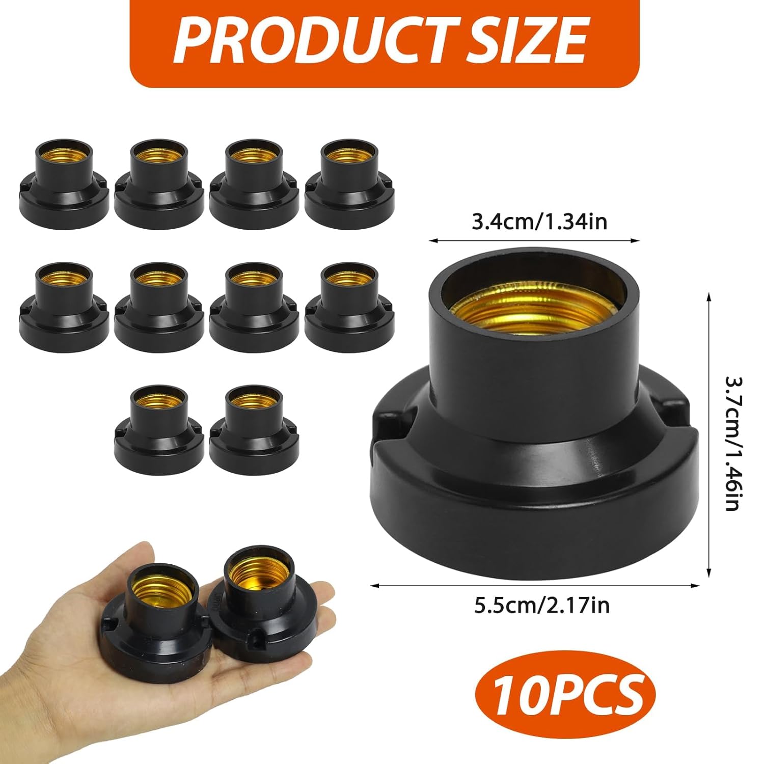 10 gniazd śrubowych E27 do lamp sufitowych - podstawa lampy sufitowej E27 - gniazda do lamp sufitowych wpuszczanych - odpowiednie do lamp żarowych i h - 2