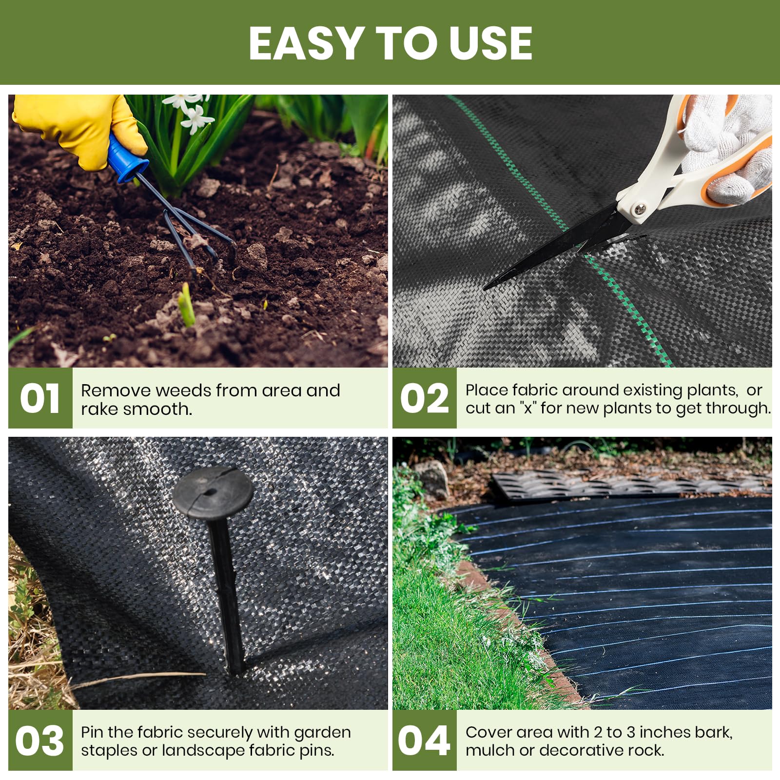 Toile de Paillage Contre les Mauvaises Herbes 10Mx2M, Contre les Mauvaises Herbes, Perméable à l'Eau, Anti-UV, Anti Repousse, Bâche de Paillage - 7