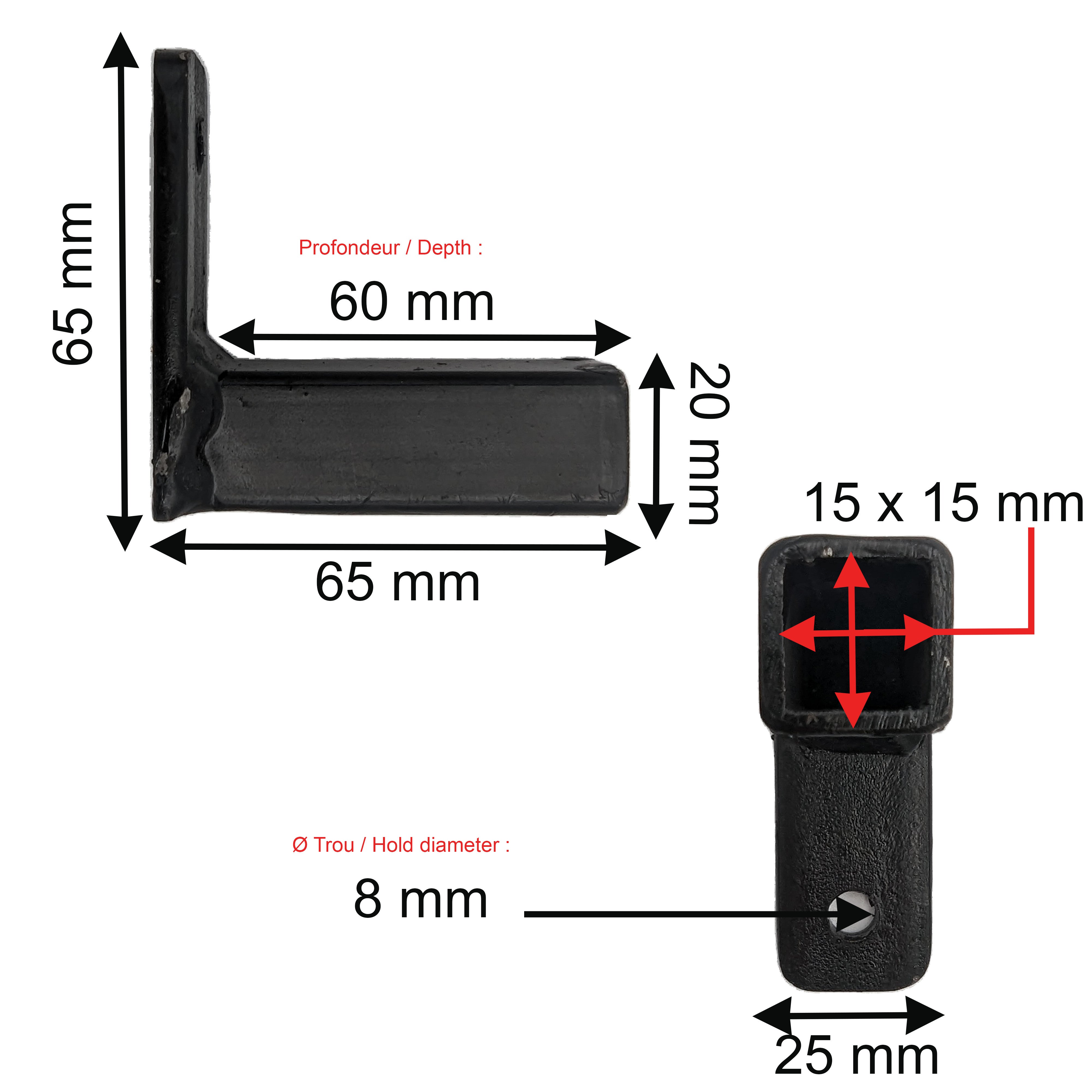 4 fixations grille de défense carré de 15 x 15 mm - 5
