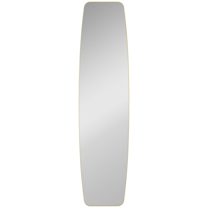 Espejo de pared, espejo de ventana con marco de metal, espejo decorativo colgante, espejo de pasillo, 160 x 40 x 3 cm, dorado