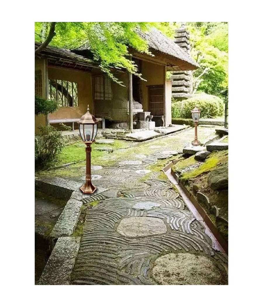 Trade Shop - Lampione Giardino Bronzo 870mm Lanterna In Vetro E27 Luce Esterno Alluminio Es39 - - 3