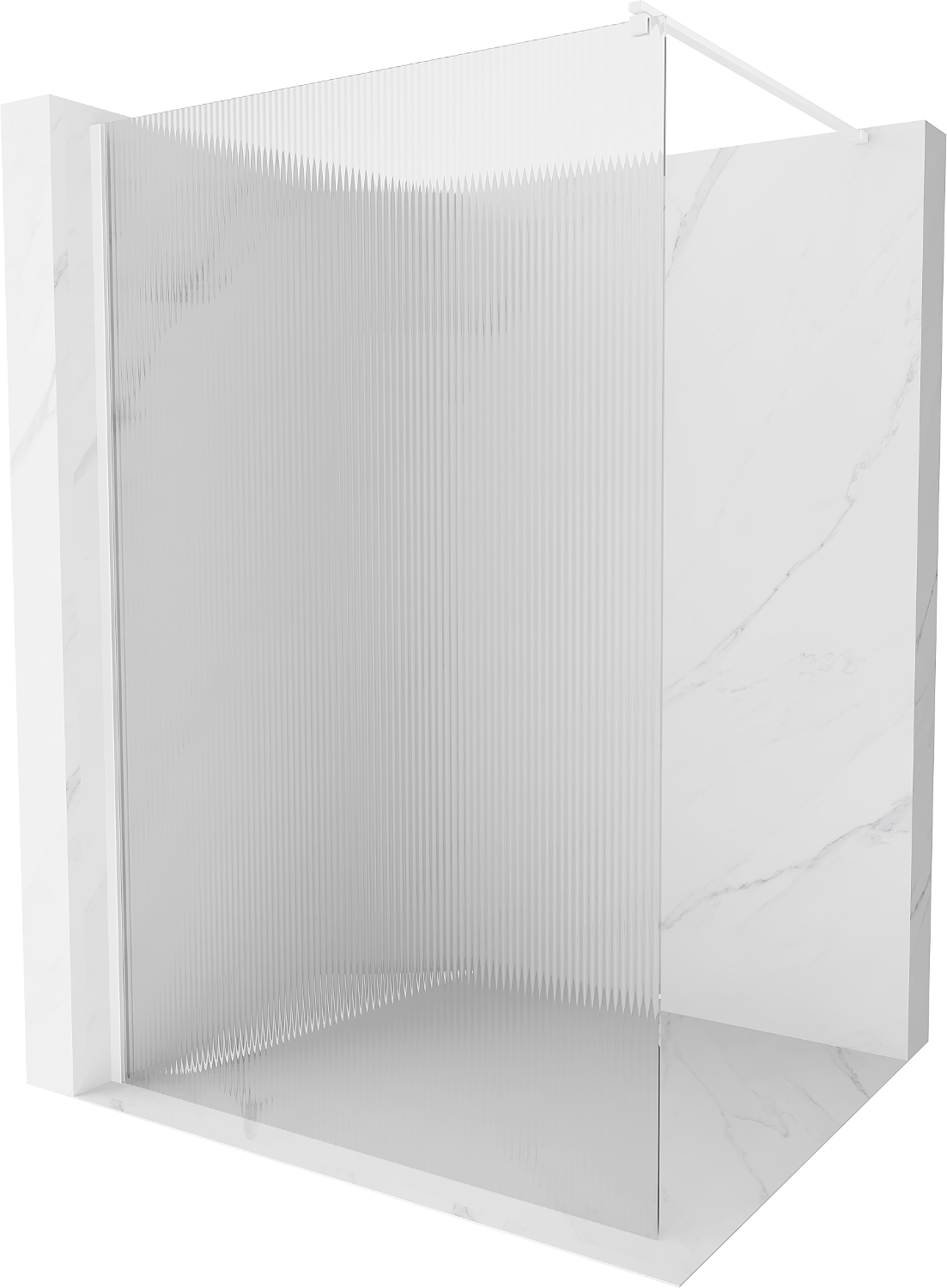 Mexen Kioto ścianka prysznicowa Walk-in 140 x 200 cm, prążki 8 mm, biała - 800-140-101-20-09