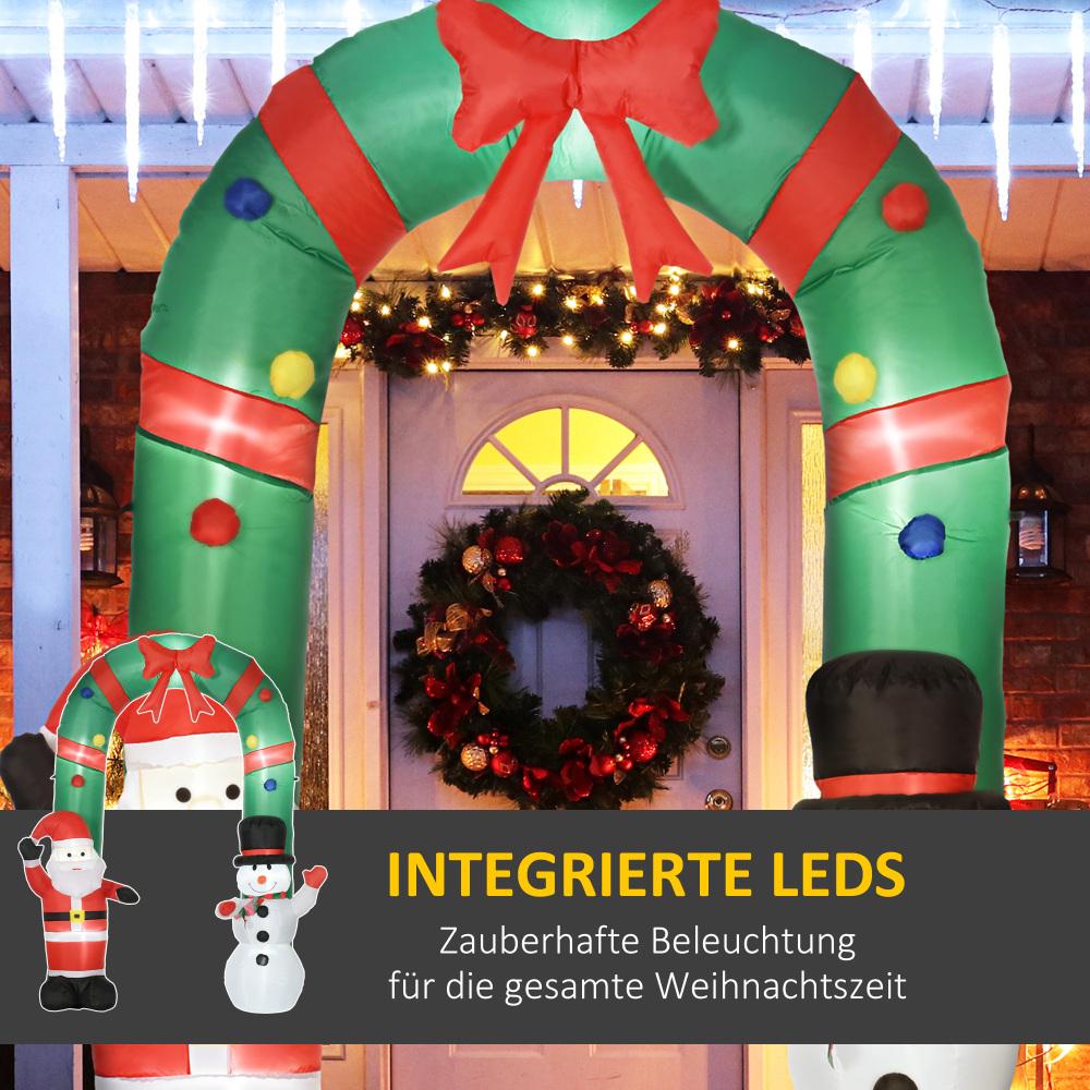 Arche de Noël gonflable avec éclairage LED, Père Noël et Bonhomme de neige, 198 x 80 x 245 cm - 4