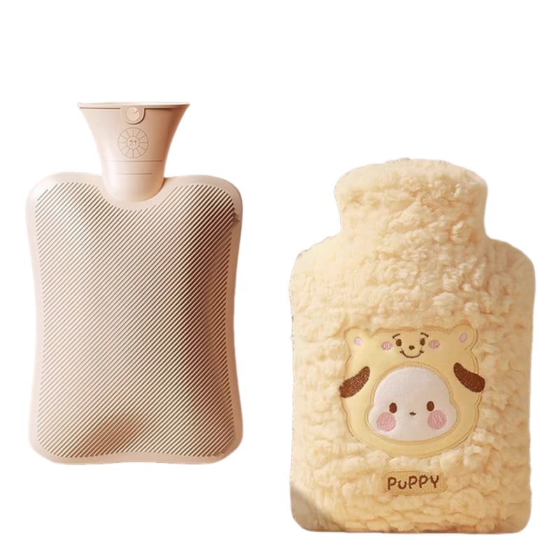 Termofor wypełniony wodą - pluszowe wypełnienie do termoforu - ciepły kompres na jesień i zimę - ogrzewacz do rąk - ogrzewacz do łóżeczka