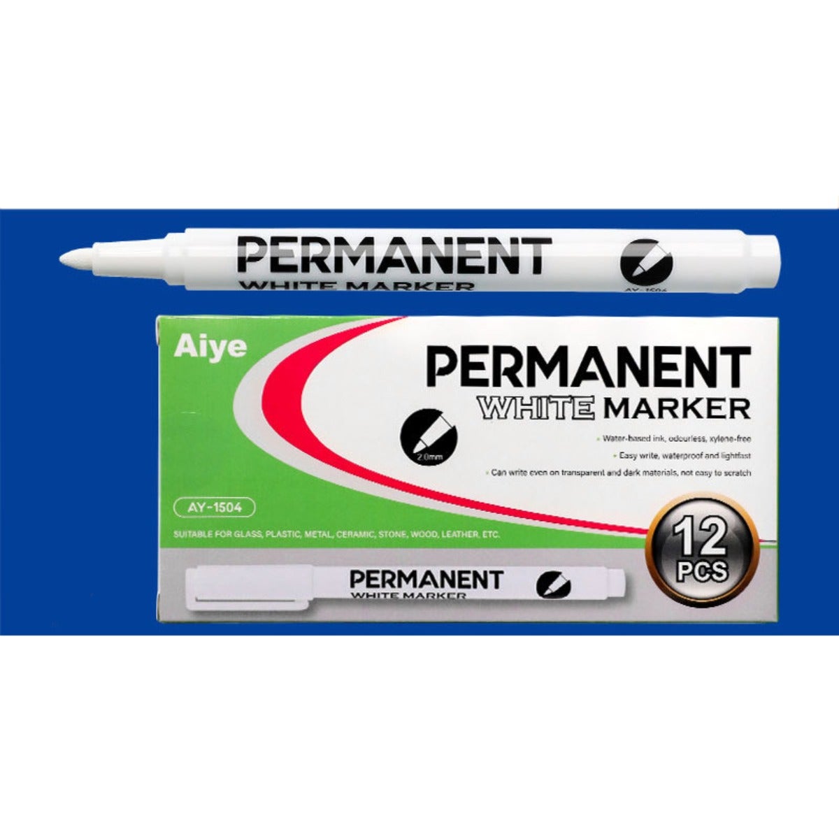 Lot de 12 Marqueurs Permanents Pointe Fine - Blanc Polyvalent - 2