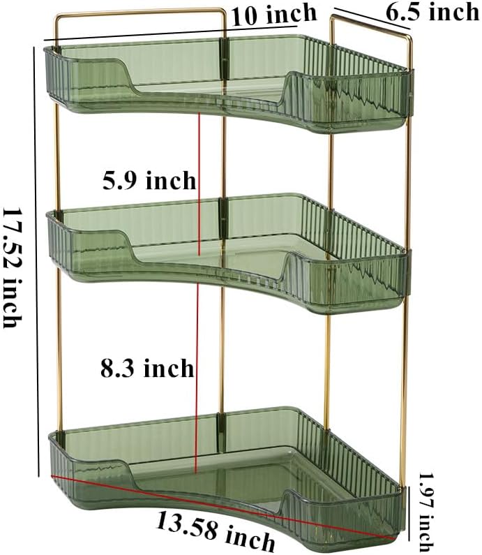 Rangement Maquillage, Organisateur de Cosmétiques, Présentoir Cosmétique, Organisateur de Parfum pour Salle de Bain (3 Couches, Vert) - 2