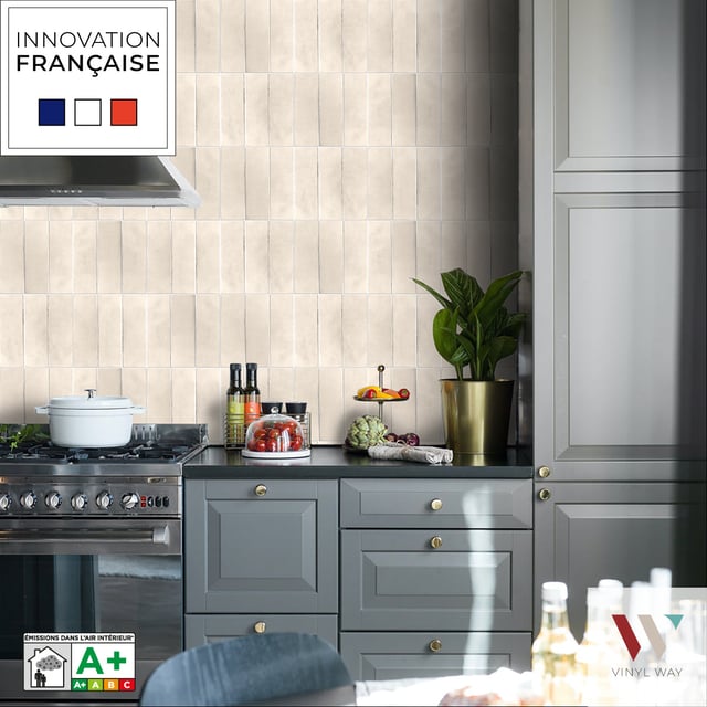 8 carreaux adhésifs 20x20cm Palolem / Zelliges Rectangles / beige / pour douche, murs, sol, cuisine, salle de bain…