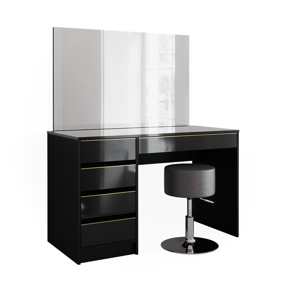 Vicco Toaletka Sherry, Czarny/złoty, 120 cm z taboretem