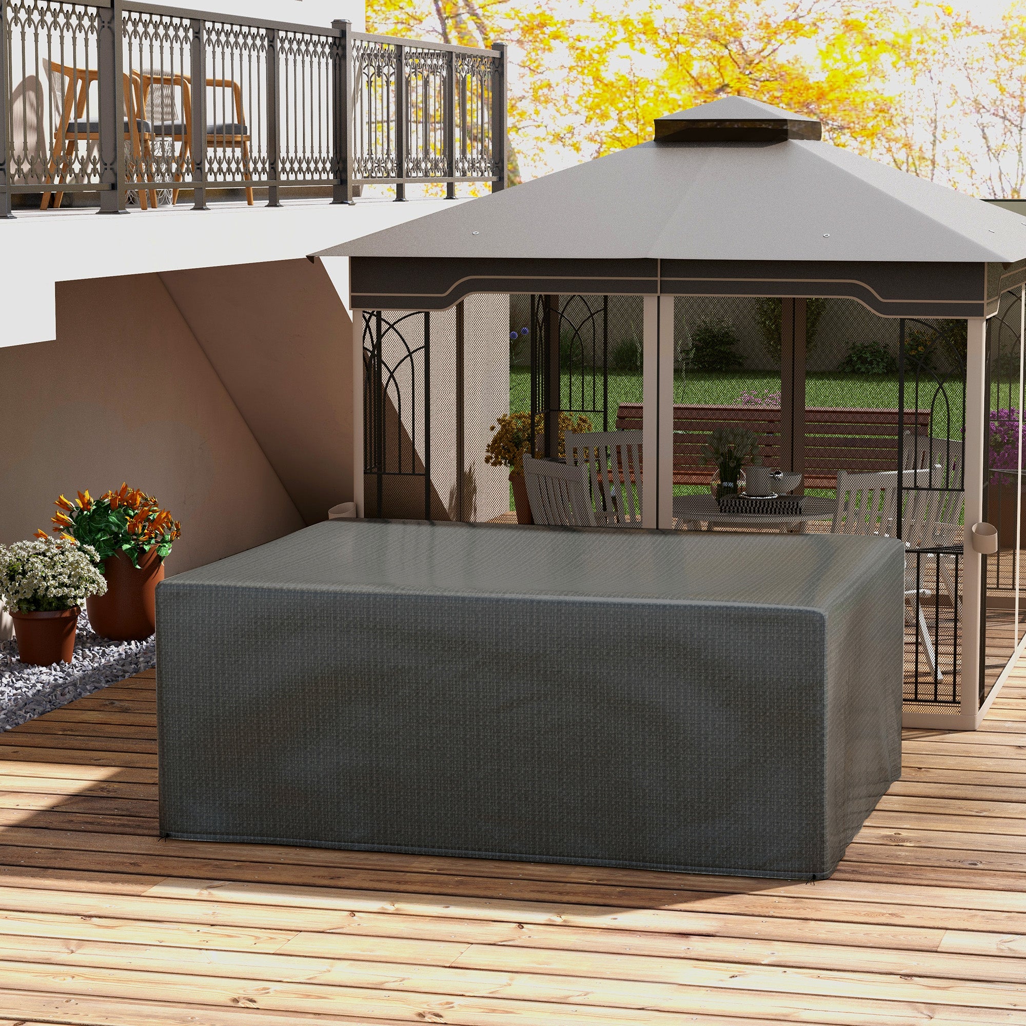 Housse salon de jardin extérieure - Outsunny - anti-UV - en polyéthylène de haute résistance - 235 x 190 x 90 cm - gris - 2