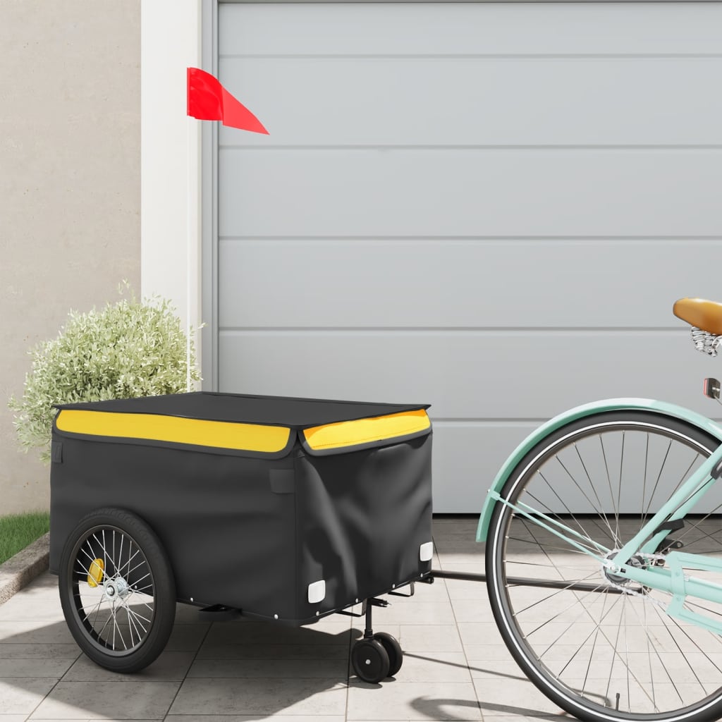 Фото - Дитяче велокрісло VidaXL Przyczepka rowerowa, czarno-żółta, 30 kg, żelazo 