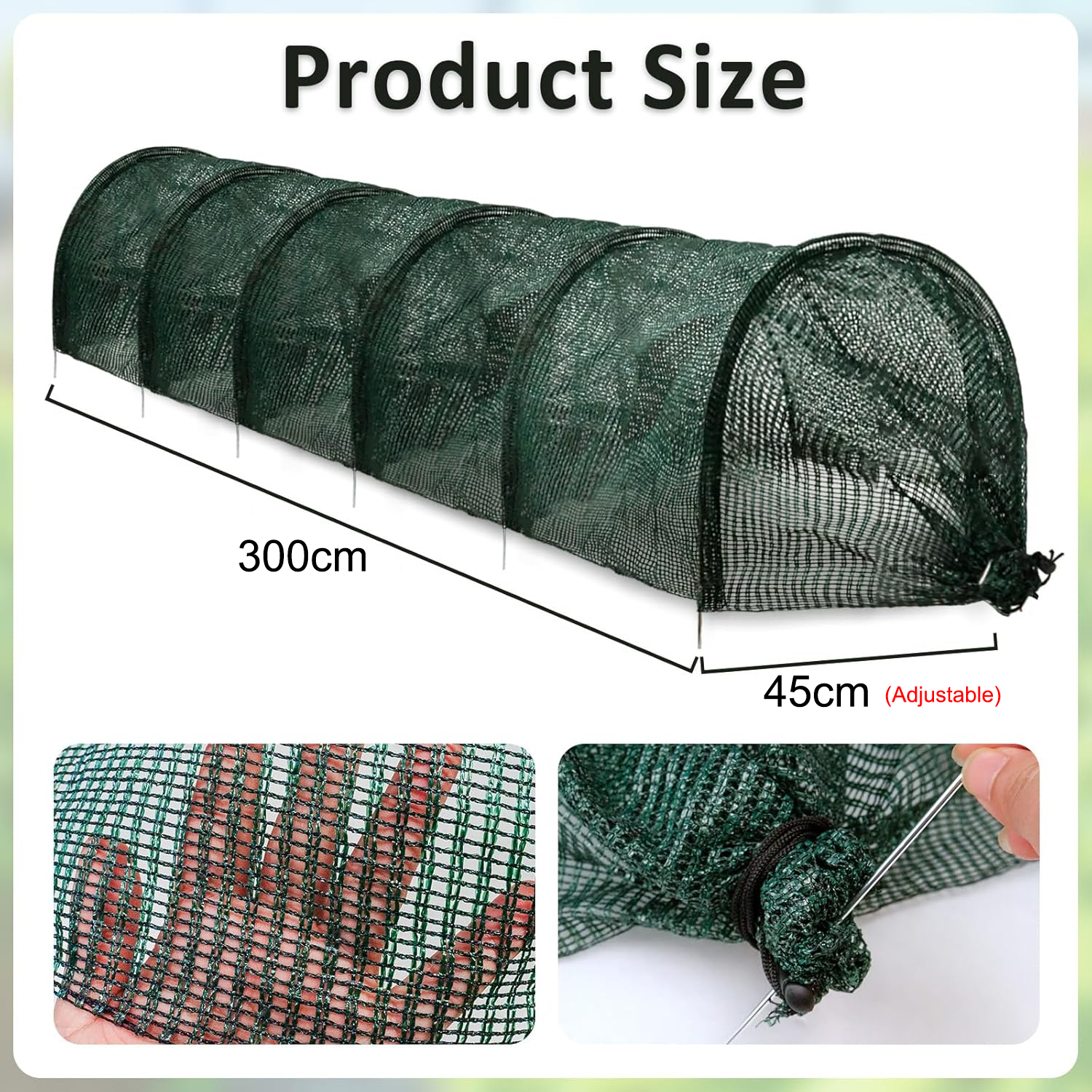 Lot de 2 filets de protection 2 en 1 pour serre contre la chaleur du soleil, tunnel de jardin, canal de plantation, filet anti-insectes, 300 x 45 cm - 4