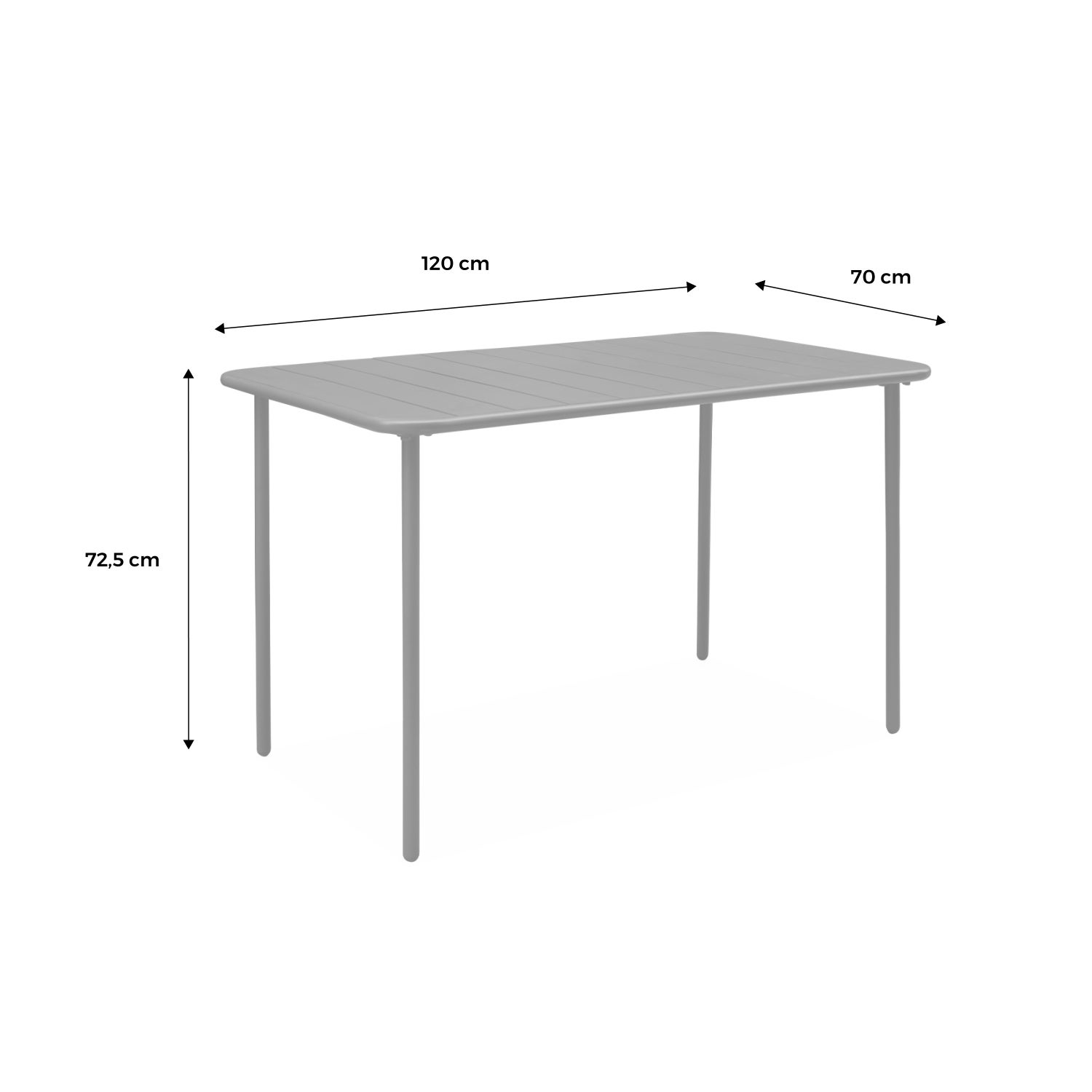 Table à manger de jardin rectangulaire en Acier Vert 4 places - 5