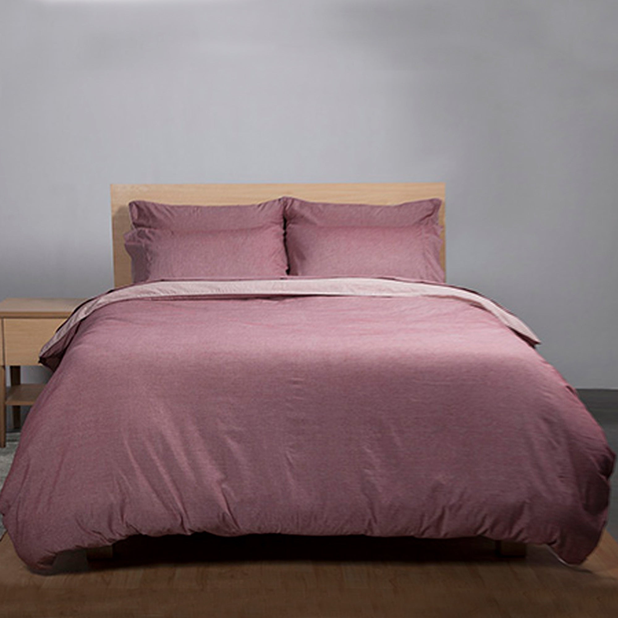 Cojunto funda nórdica y funda almohada para cama de 90cm en algodón amaranta