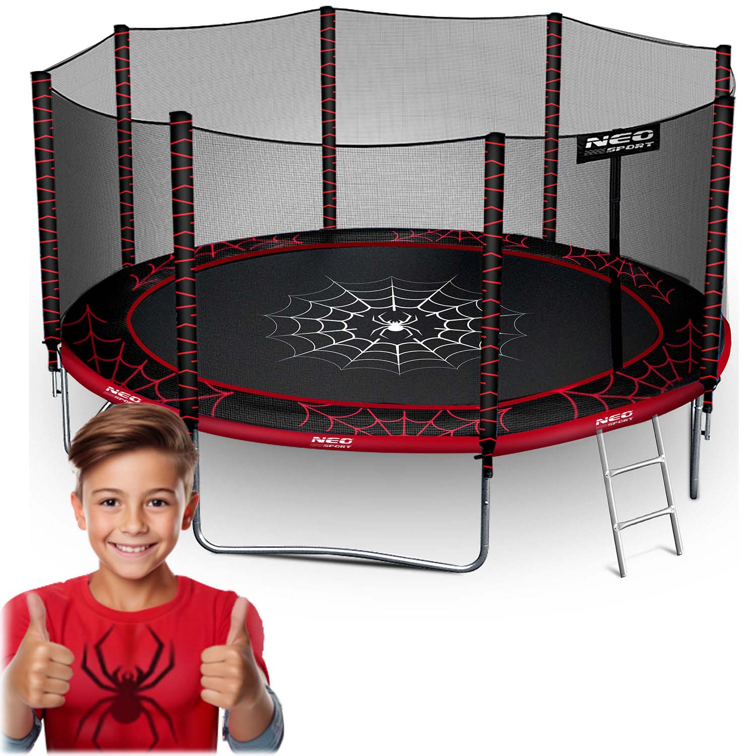 Trampolina ogrodowa dla dzieci bezpieczna solidna 374cm 12ft Neo-Sport