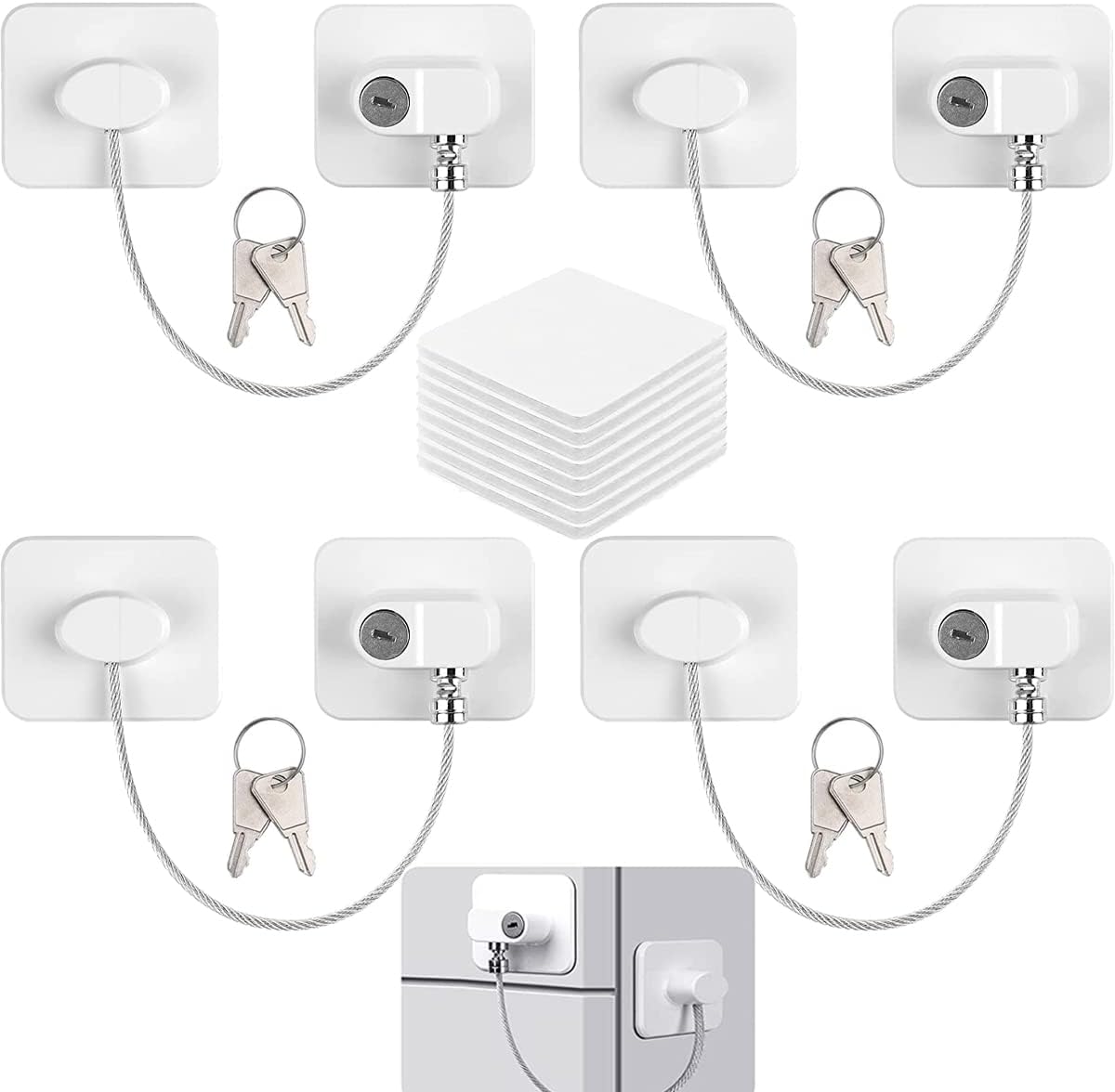 2 Serrures De Sécurité Enfant Pour Frigo/fenêtre/armoire – Auto-adhésif, Sans Perçage – Avec 2 Clés – Noir
