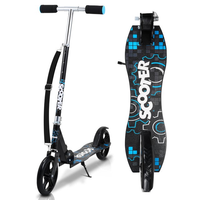 Trottinette pour enfants trottinette de ville scooter pliable réglable en hauteur Noir Bleu