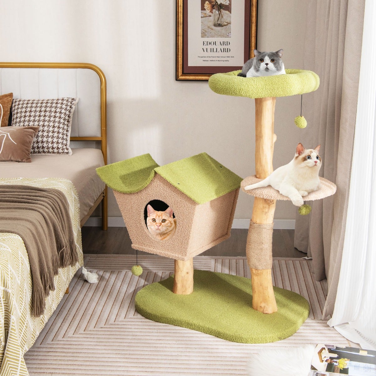Arbre à chat | Jouets pour chat 110 CM, Bois, Perchoir Rembourré, Condo ...